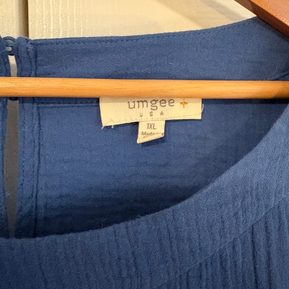 Umgee Blue Raw Ruffle Hem Dress, 1XL - Picture 2 of 11